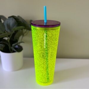 Starbucks Summer Neon Yellow Lime Bubble Seed 24oz Venti Tumbler Cold Cup • New